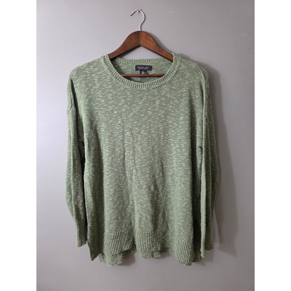 Rachel Zoe Sage Green Cotton Linen Blend Crewneck Sweater Medium